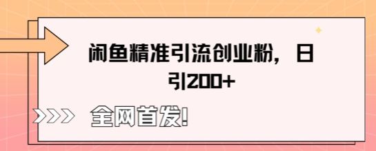 闲鱼精准引流创业粉,轻松日引200+-宇创网