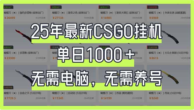 （14178期）25年最新CSGO挂机系统，单日1000+，无需电脑，无需养号，0基础可上手-宇创网