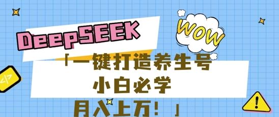 25年最新风口,用DeepSeek做养生号,小白必学,日入数张,一条作品涨粉1W+-宇创网